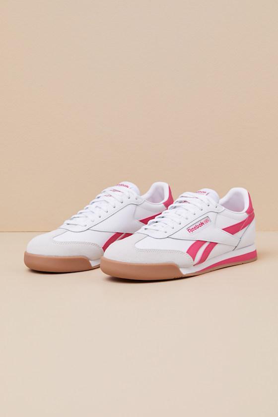 Campio XT Ftw White and Bold Pink Leather Sneakers Product Image