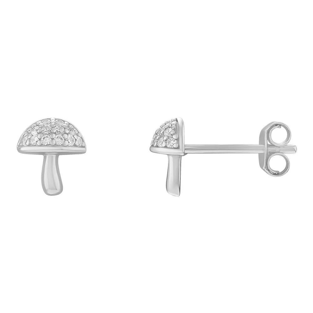 PRIMROSE Sterling Silver Cubic Zirconia Mushroom Stud Earrings, Women's, Sterling And Clear Product Image