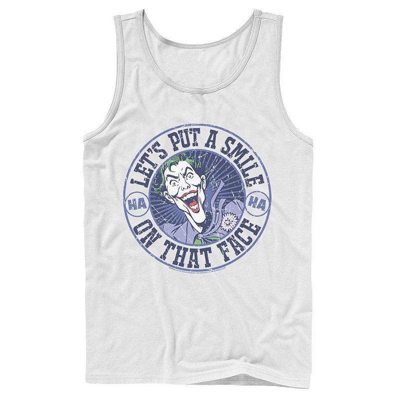 Men's DC Comics The Joker Let's Put A Smile On That Face Tank Top, Size: Large, White Product Image