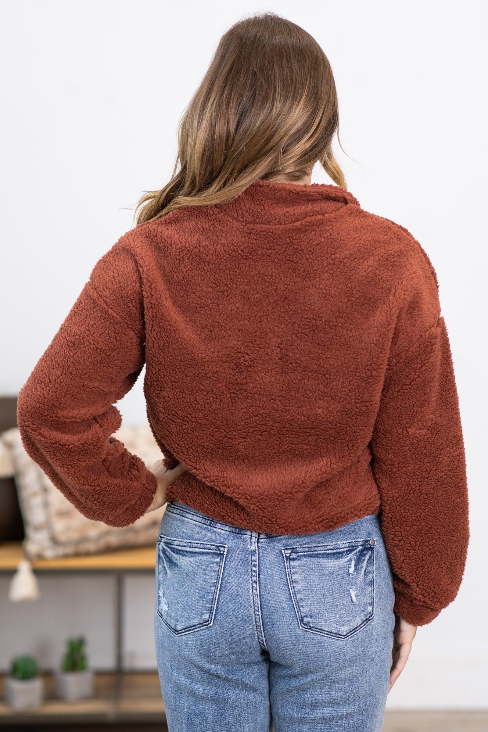 Rust 1/4 Zip Pullover With Pockets Product Image