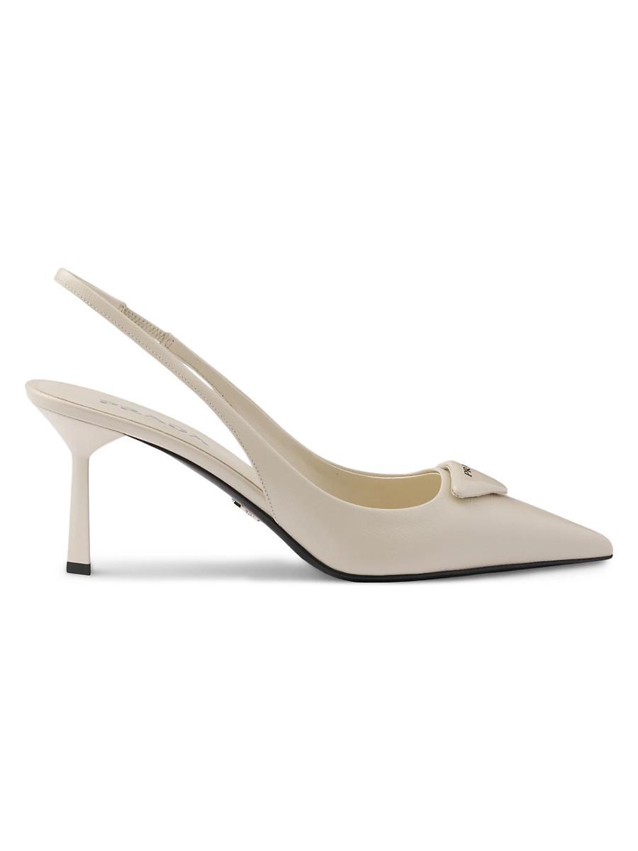 Womens Saffiano Patent Leather Slingback Pumps Product Image