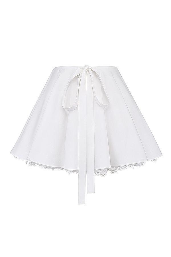 Nahla White Bow Mini Skirt Product Image