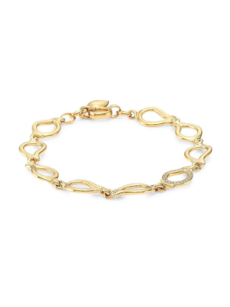 Womens Signature Drop 18K Yellow Gold & Diamond Pav Small Bracelet Product Image