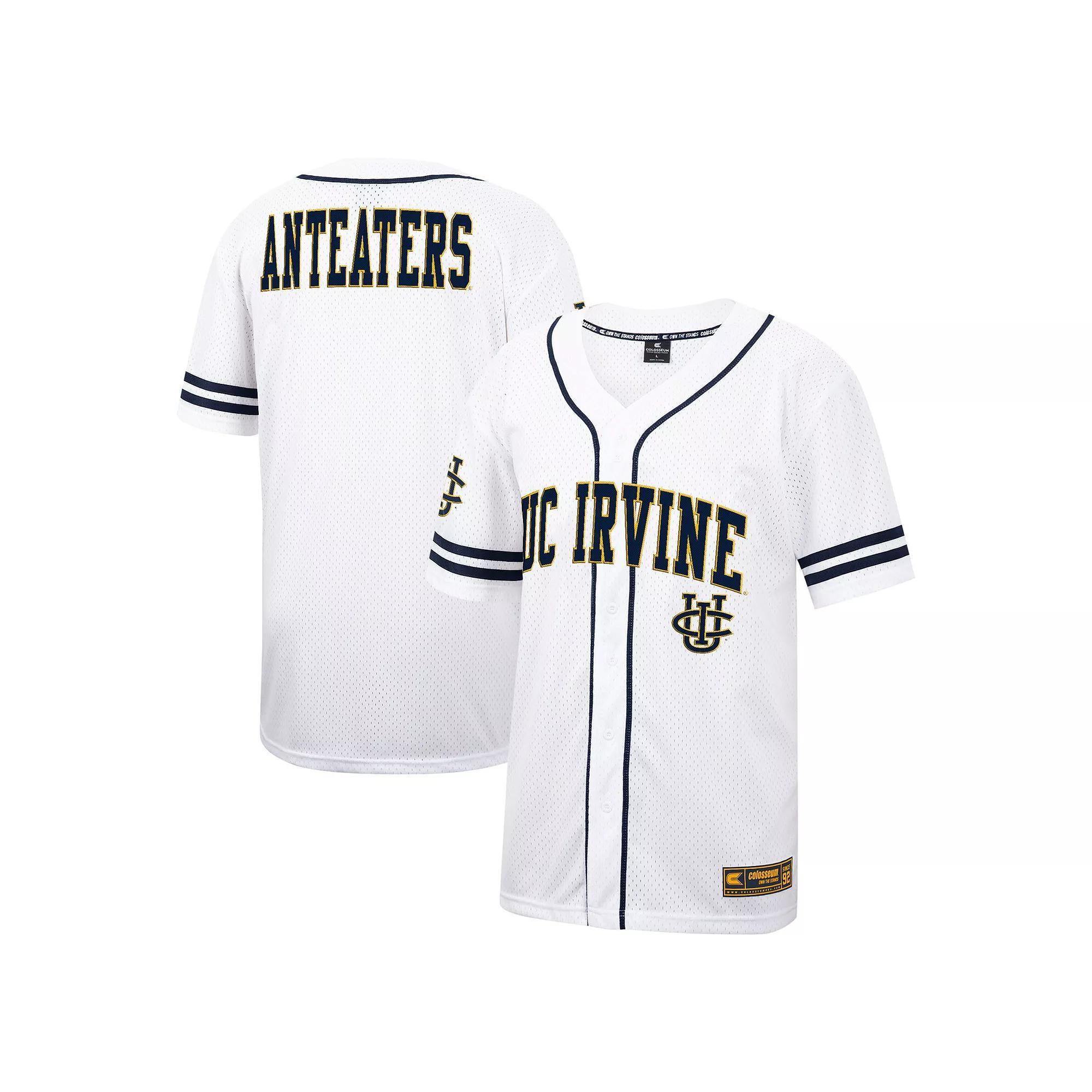Men's Colosseum White UC Irvine Anteaters Free Spirited Mesh Button-Up Baseball Jersey,  Product Image