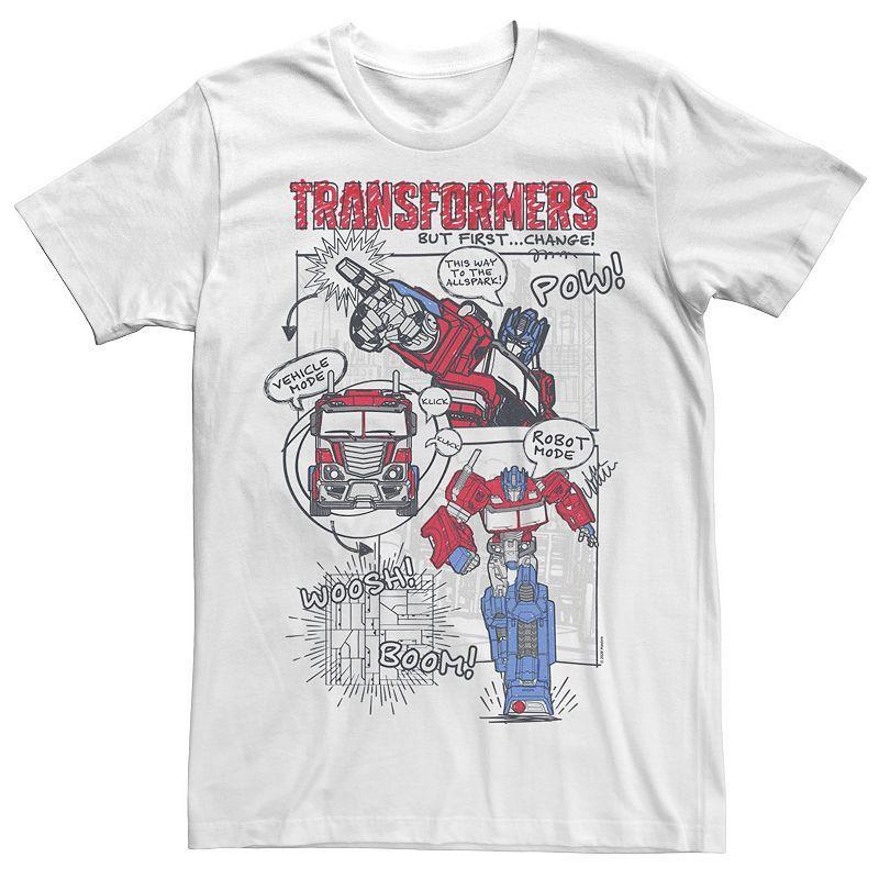 Men's Transformers Optimus Prime Transformation Comic Strip Tee, Size: Small, White Product Image