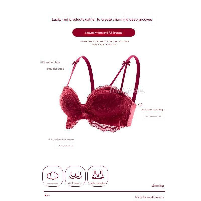 Bow Lace Wireless Bra / Panty / Set Product Image