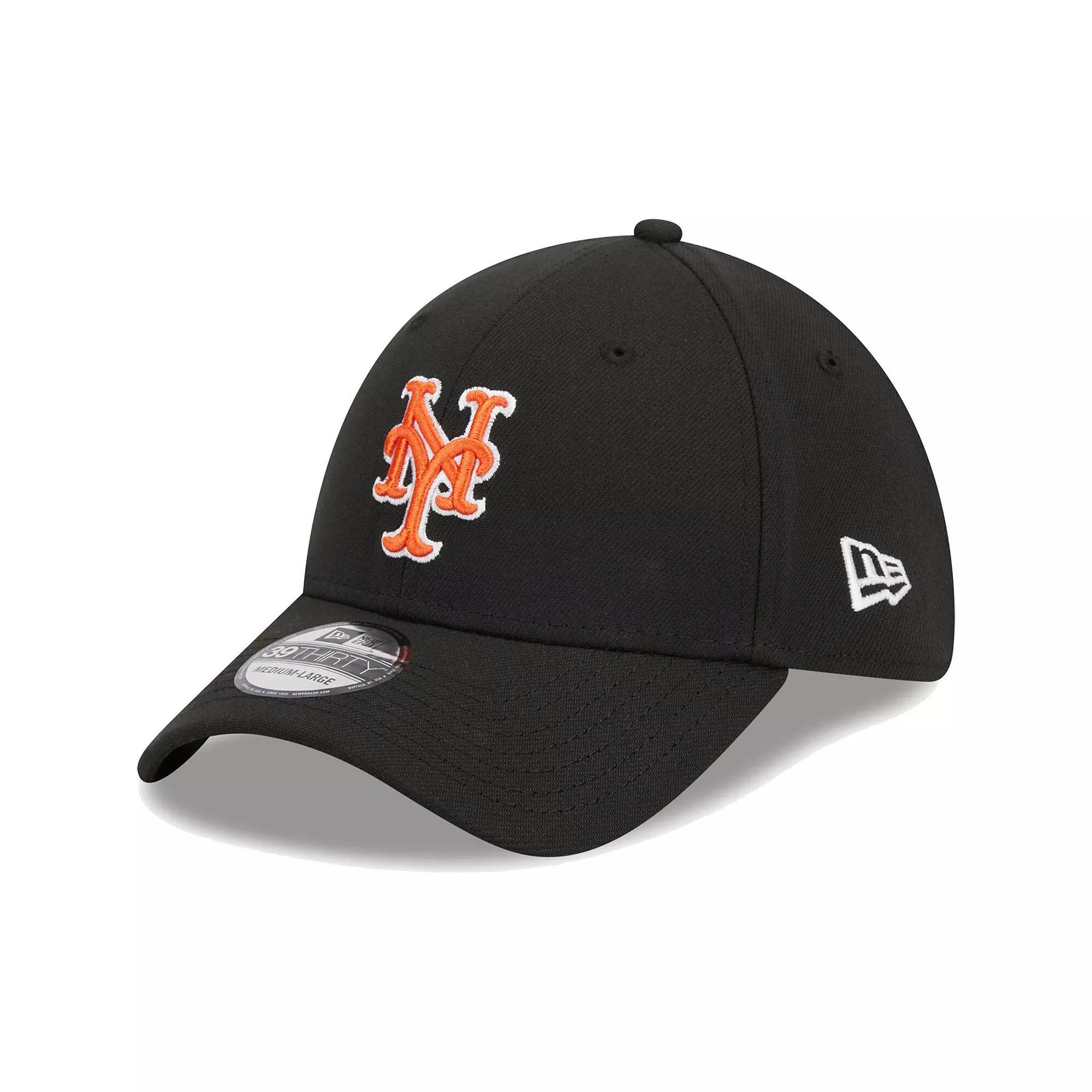 Men's New Era Black New York Mets Logo 39THIRTY Flex Hat, Size: Small/Medium Product Image