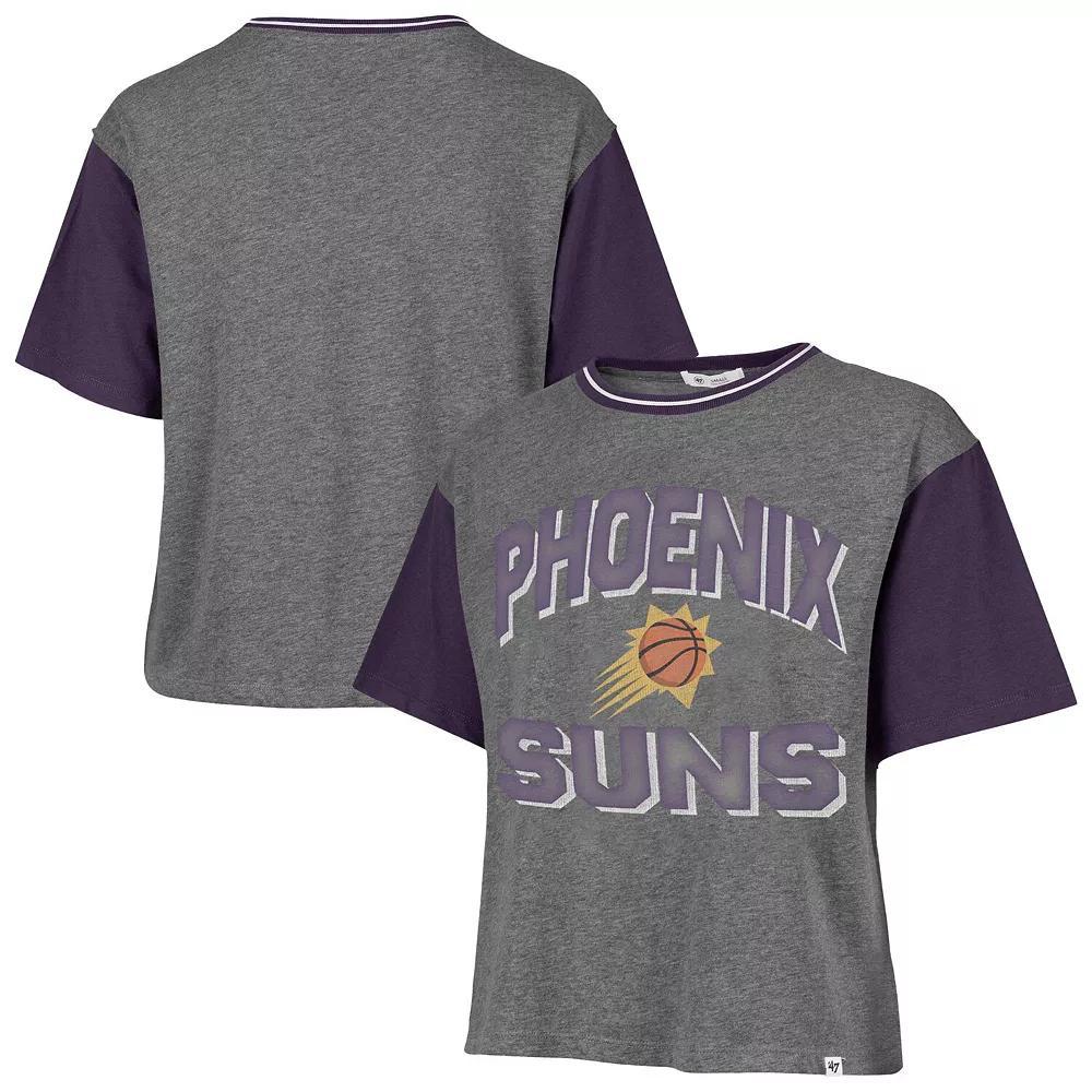 Women's '47 Gray Phoenix Suns Rise Clubhouse Ziggy Color Block T-Shirt,  Product Image