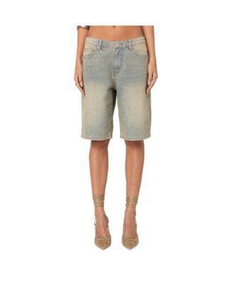 Edikted Womens Shira washed denim bermuda shorts Product Image