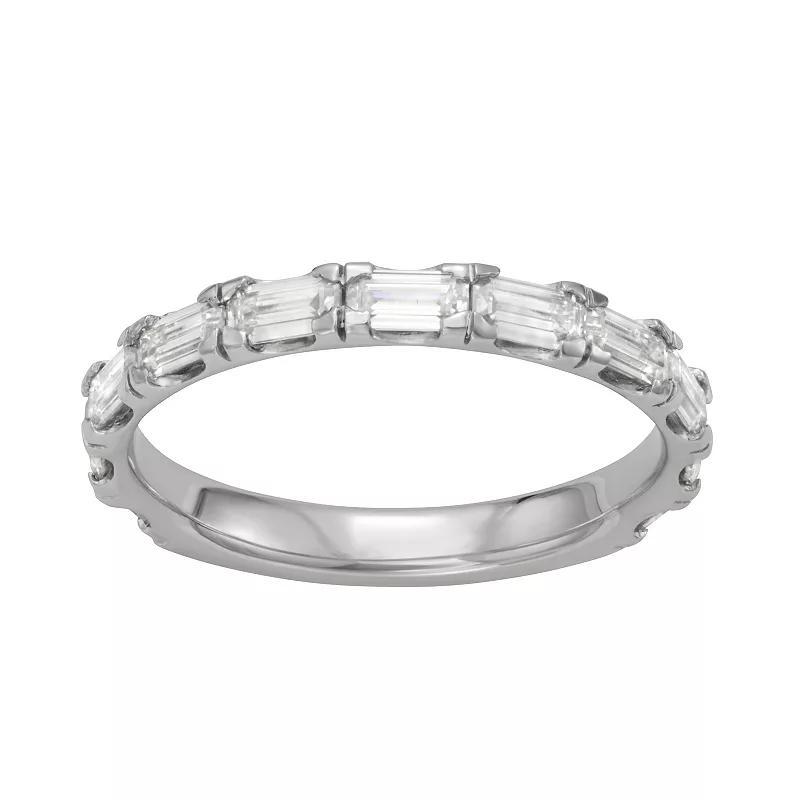 Moissanite Outlet Sterling Silver 1 1/10 Carat T.W. Emerald Cut Lab-Created Moissanite Anniversary Band, Womens Product Image