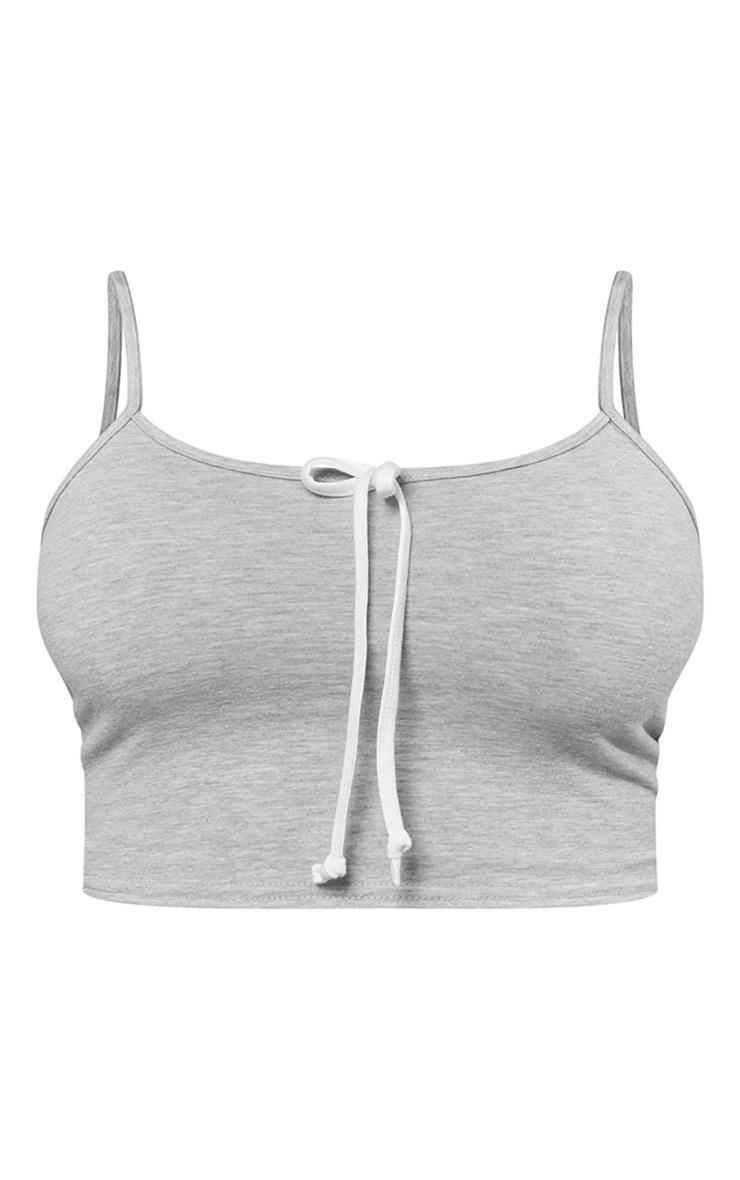 Grey Marl Cotton Bow Tie Front Cami Top Product Image