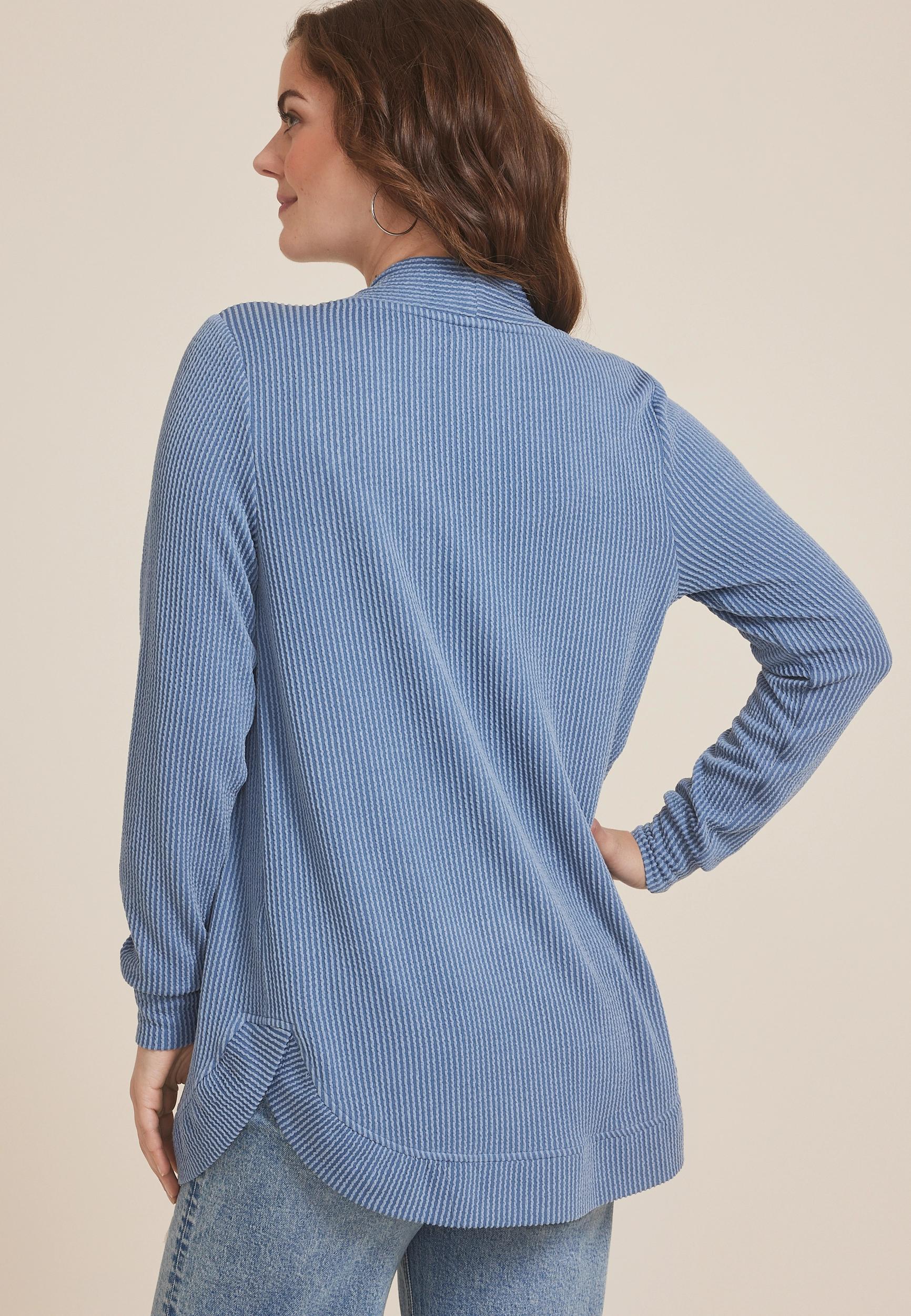 Maurices Womens Wavy Ribbed Curve Hem Cardigan Product Image