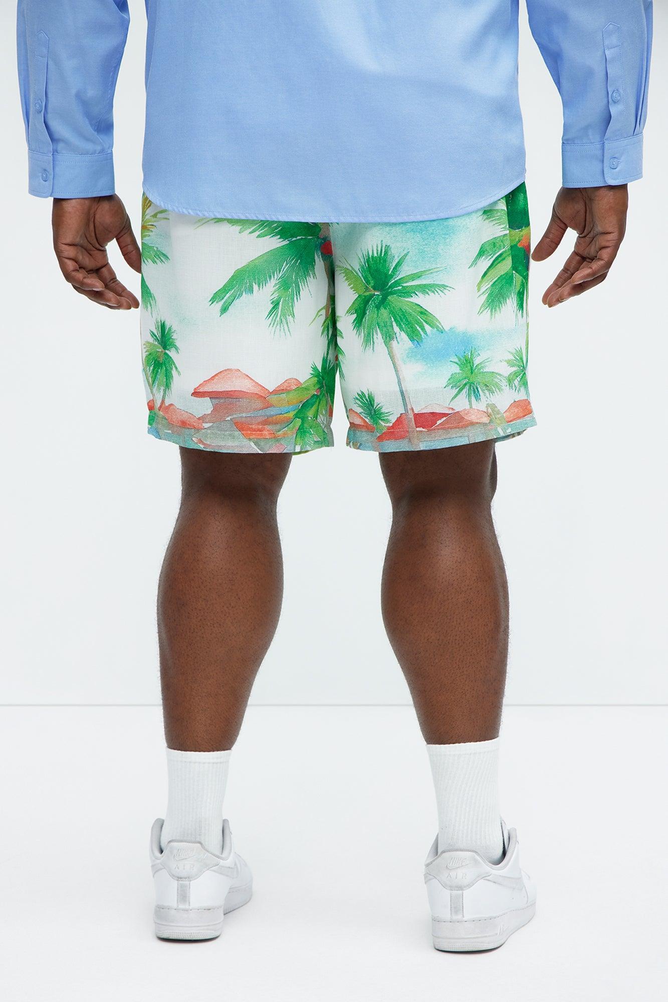 Watercolor Tropics Resort Shorts - White/combo Product Image
