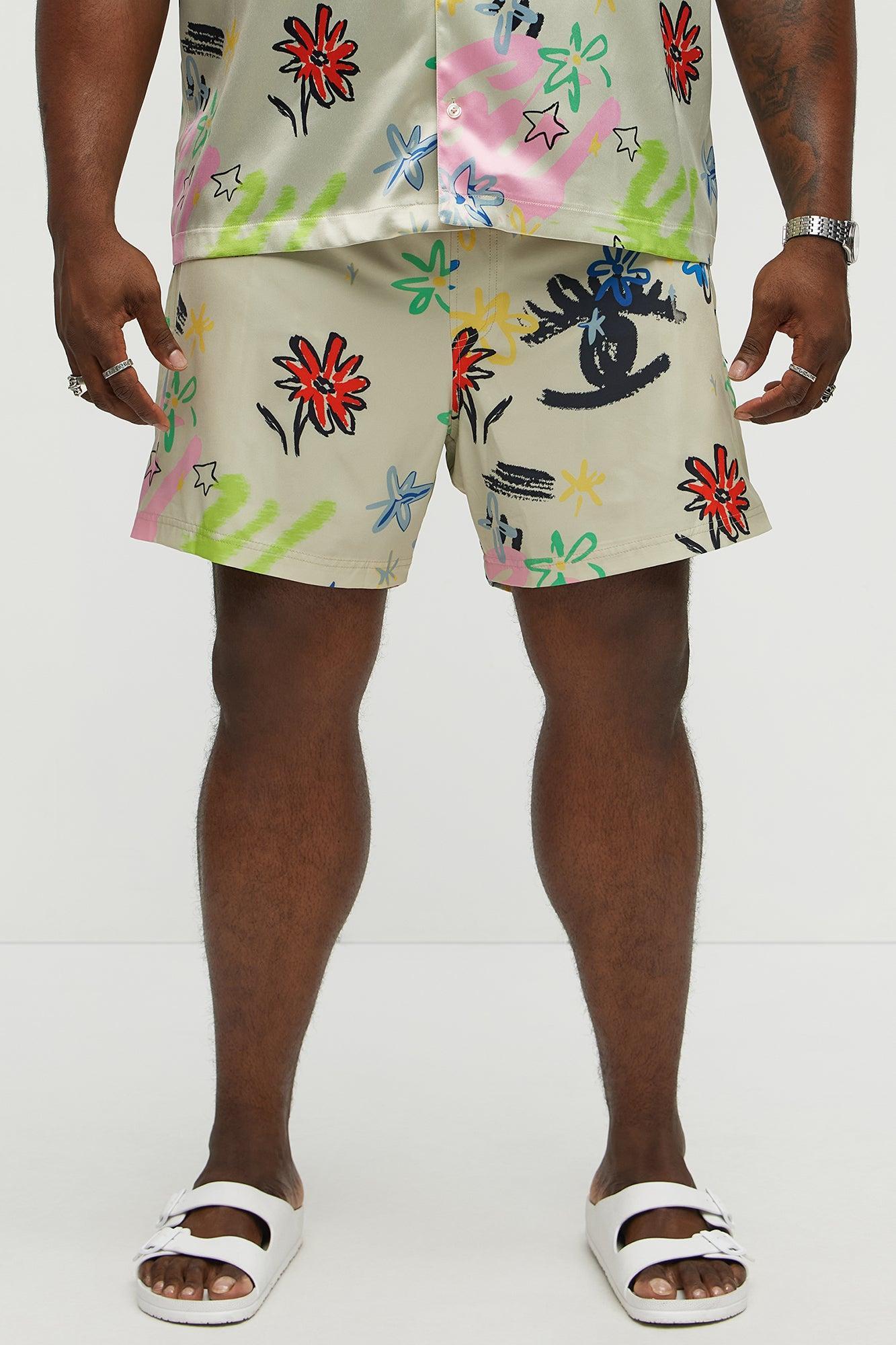 Graffiti Bloom Swim Mid Trunk - Multi Color Product Image