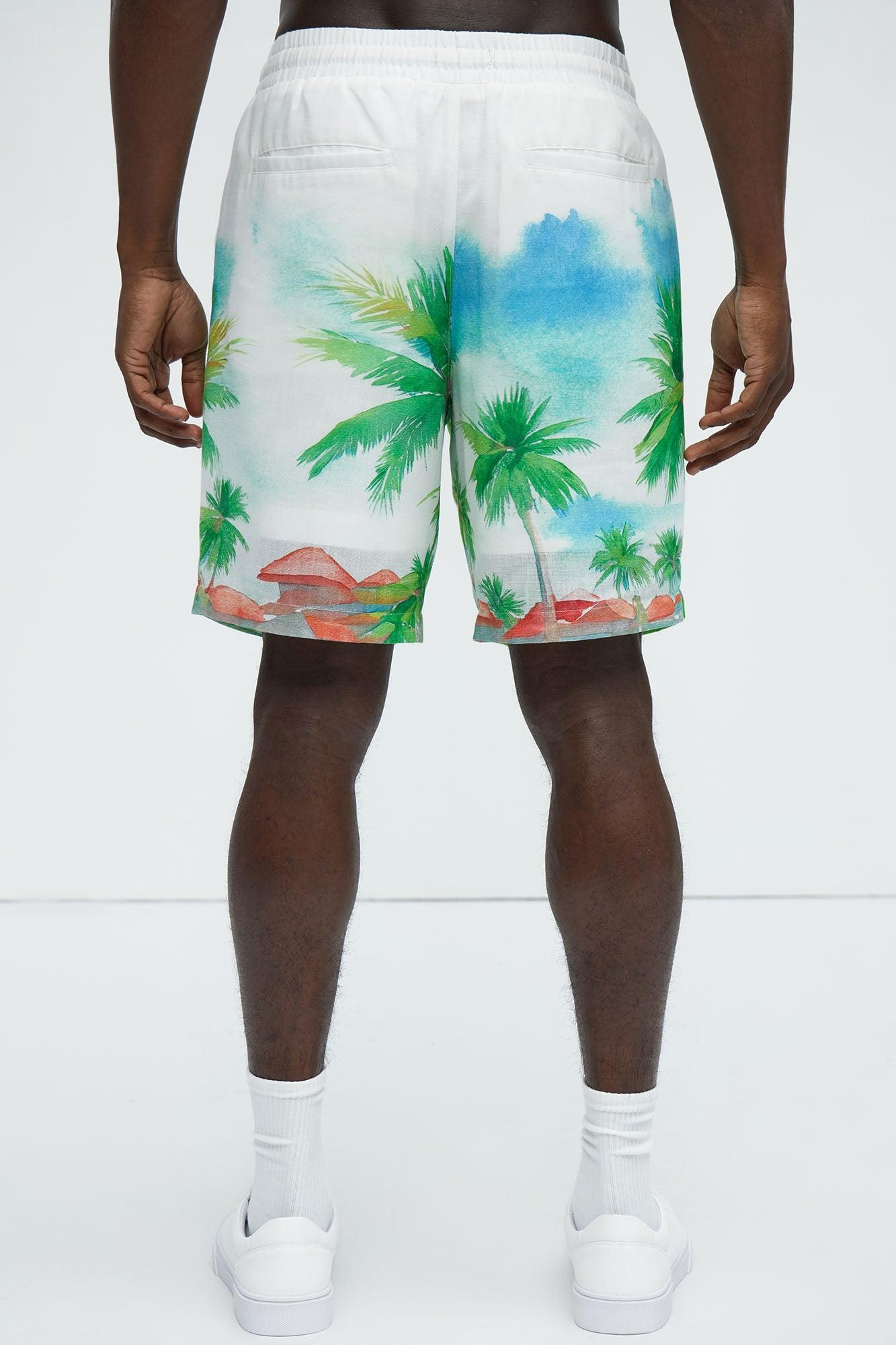 Watercolor Tropics Resort Shorts - White/combo Product Image