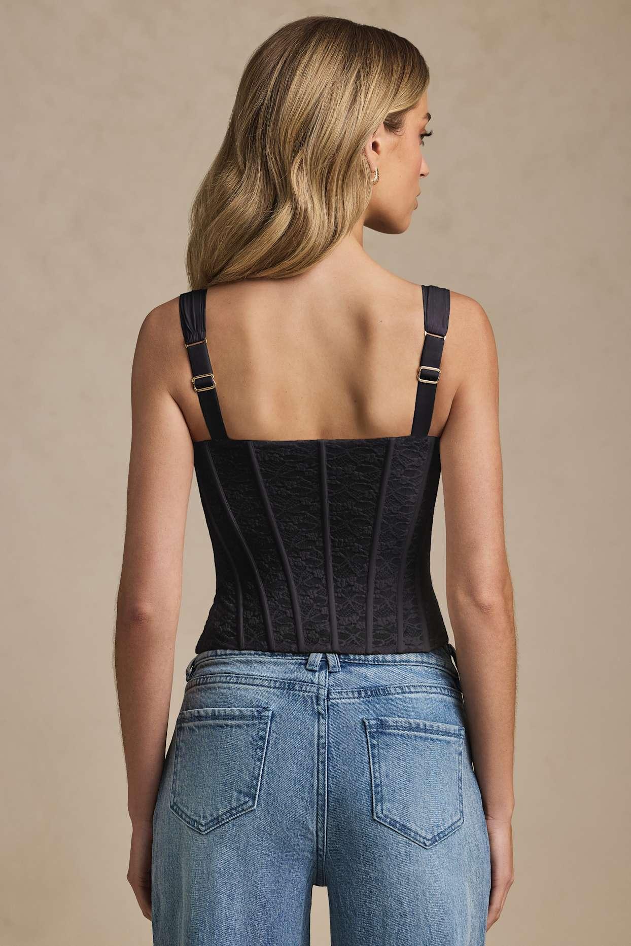 Underwired Lace Corset Top in Black Product Image
