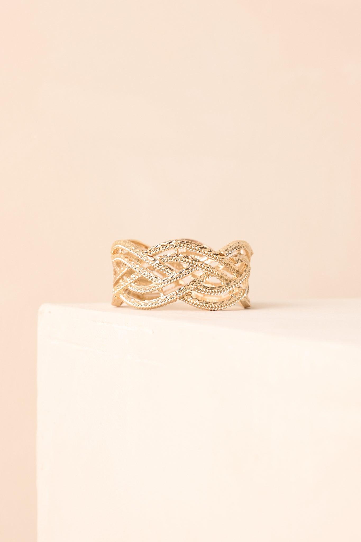 Feeling Just Right Gold Textured Braided Bracelet Product Image