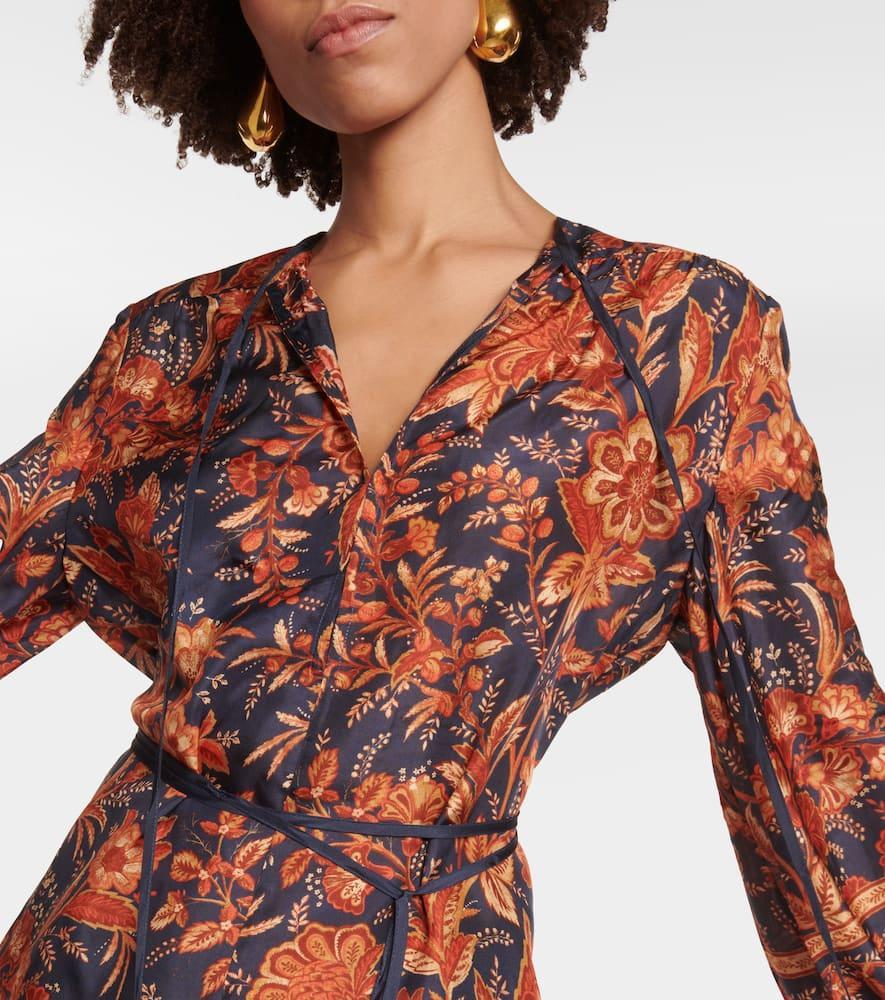 ZIMMERMANN Junie Tunic Top In Dark Navy Floral Product Image