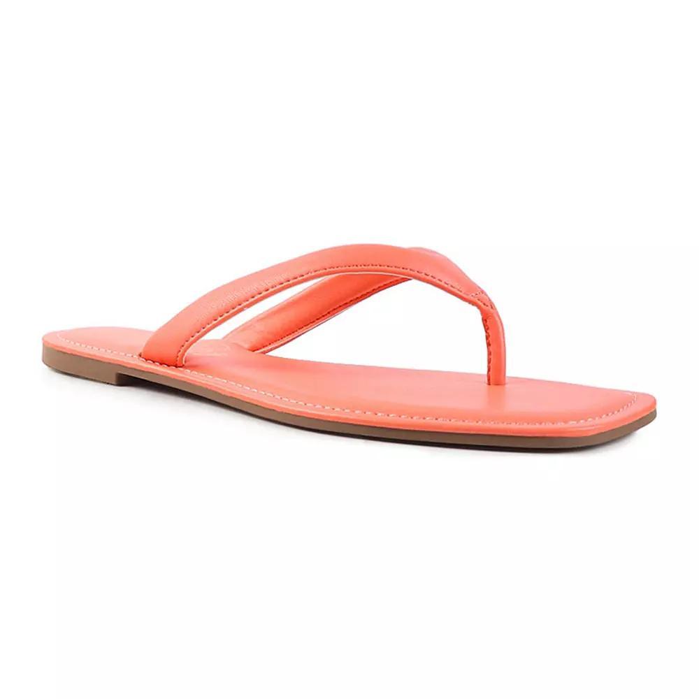 London Rag Women's Rera Square-Toe Thong Slide Sandals, Size: 7, Pink Product Image