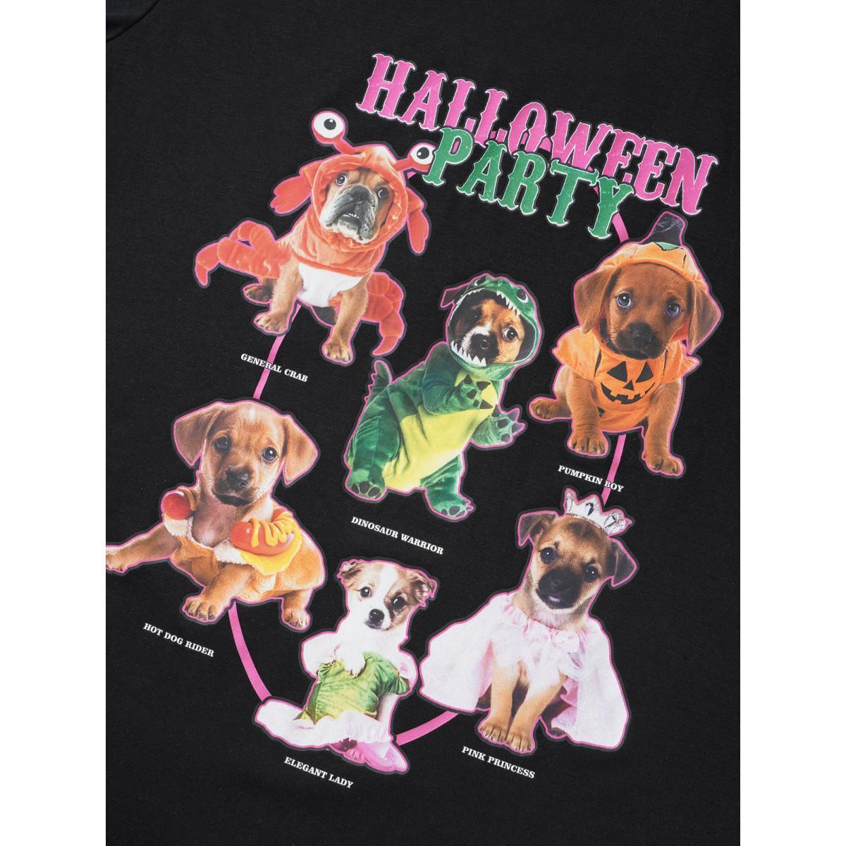 Plus Size Party Puppies Printed Slim-Fit T-shirt Black Women Casual Non Animals Round Neck Everyday T-shirts BloomChic 12/L Product Image