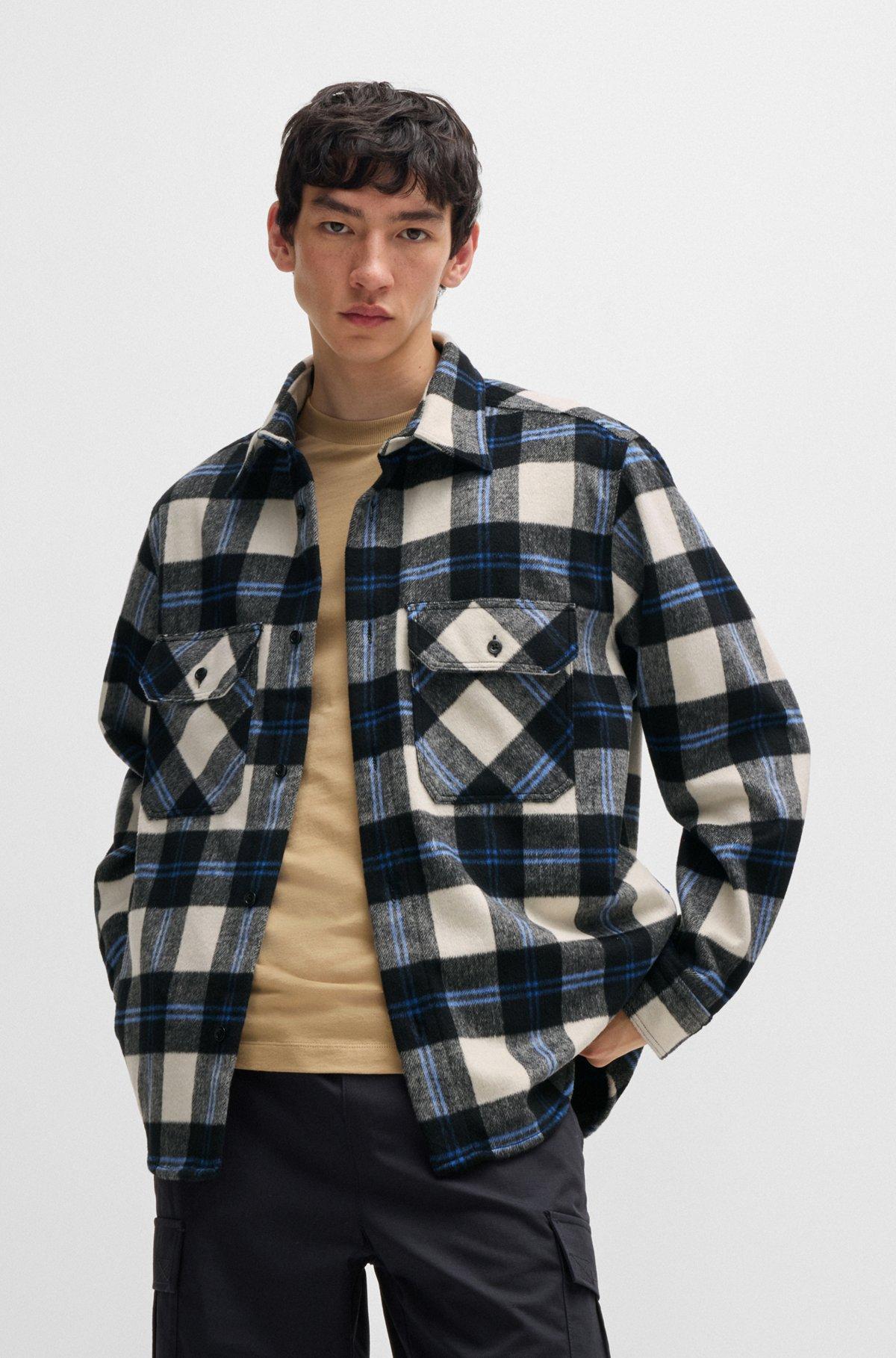 Oversize-fit shirt in checked brushed fabric Product Image