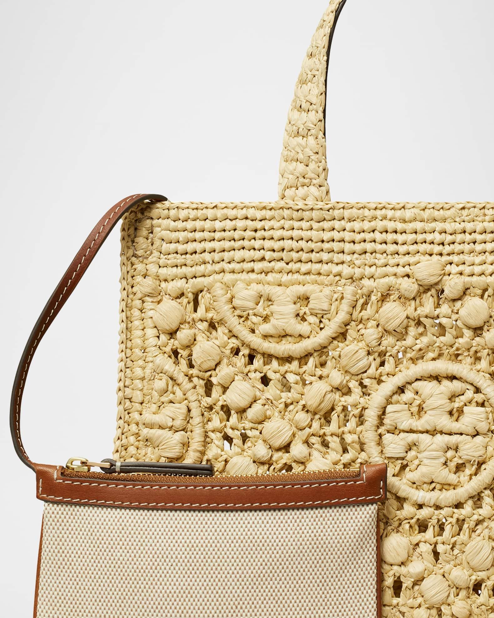 T Monogram Raffia Square Tote Bag Product Image