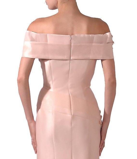 Terani Couture Pleated Off-the-Shoulder Short Sleeve Mermaid Gown Product Image