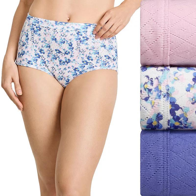 Women's Jockey® Elance Breathe 3-pack Pointelle Briefs Panty Set 1542, Size: 8, Harmonious Floral Product Image