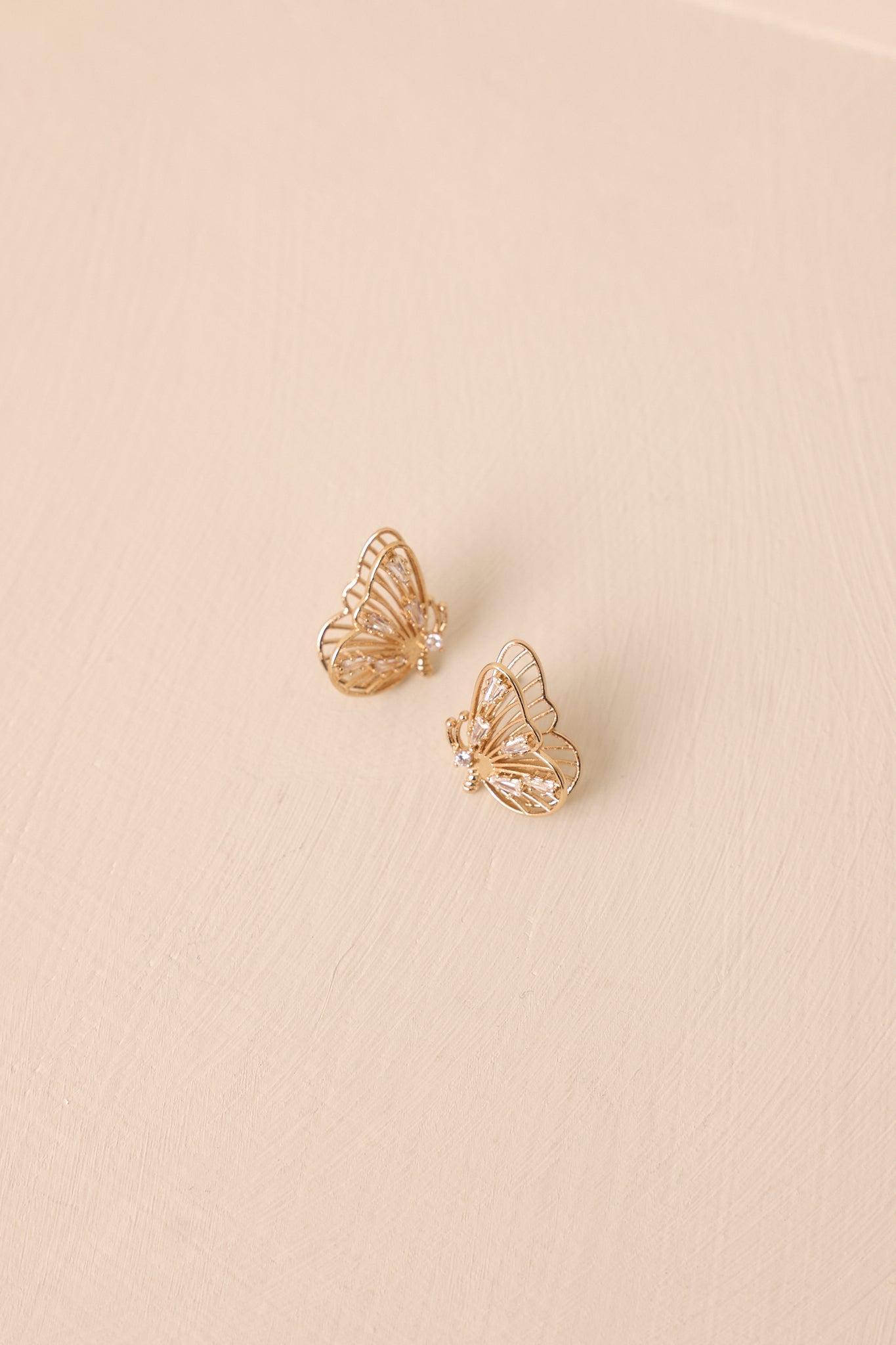 Just Wingin' It Gold Butterfly Earrings Product Image