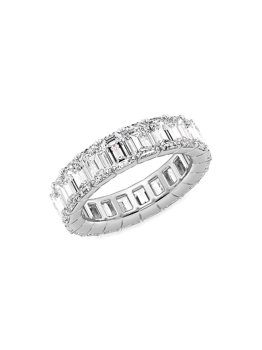 Womens 14K White Gold & 8 TCW Emerald-Cut Lab-Grown Diamond Eternity Band Product Image