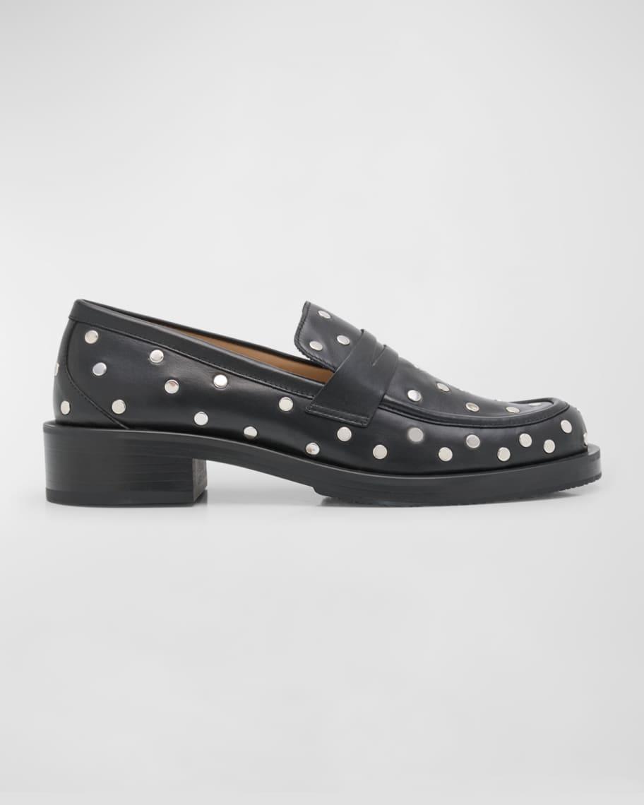 Palmer Studded Leather Penny Loafers Product Image