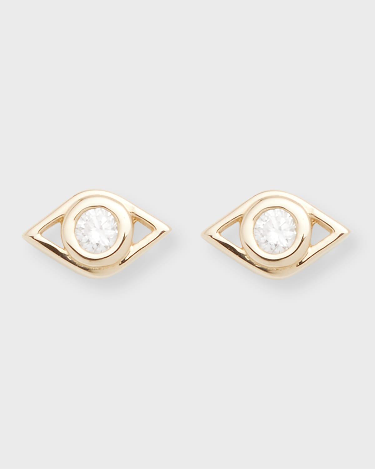 14k Diamond Evil Eye Stud Earring, Single Product Image