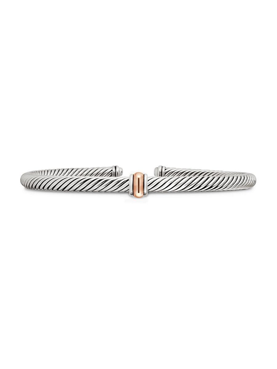 Cable Station Bracelet in Silver with 18K Gold, 4mm Product Image