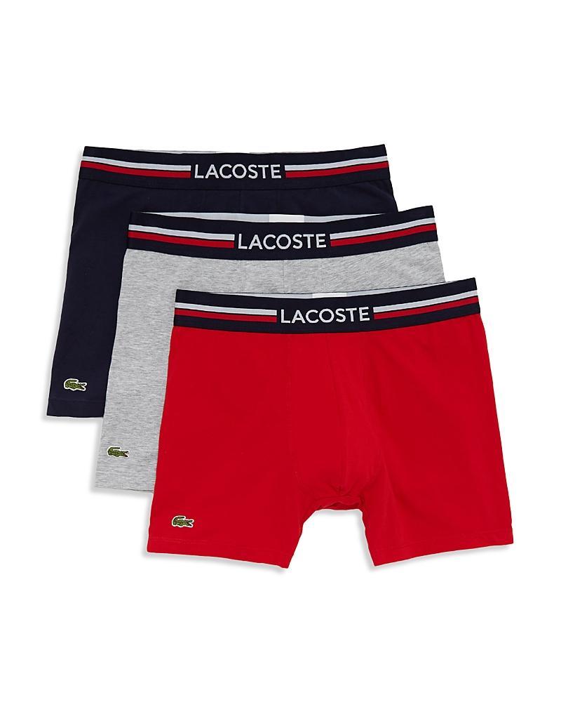 Lacoste Cotton Stretch Logo Waistband Long Boxer Briefs, Pack of 3 Product Image