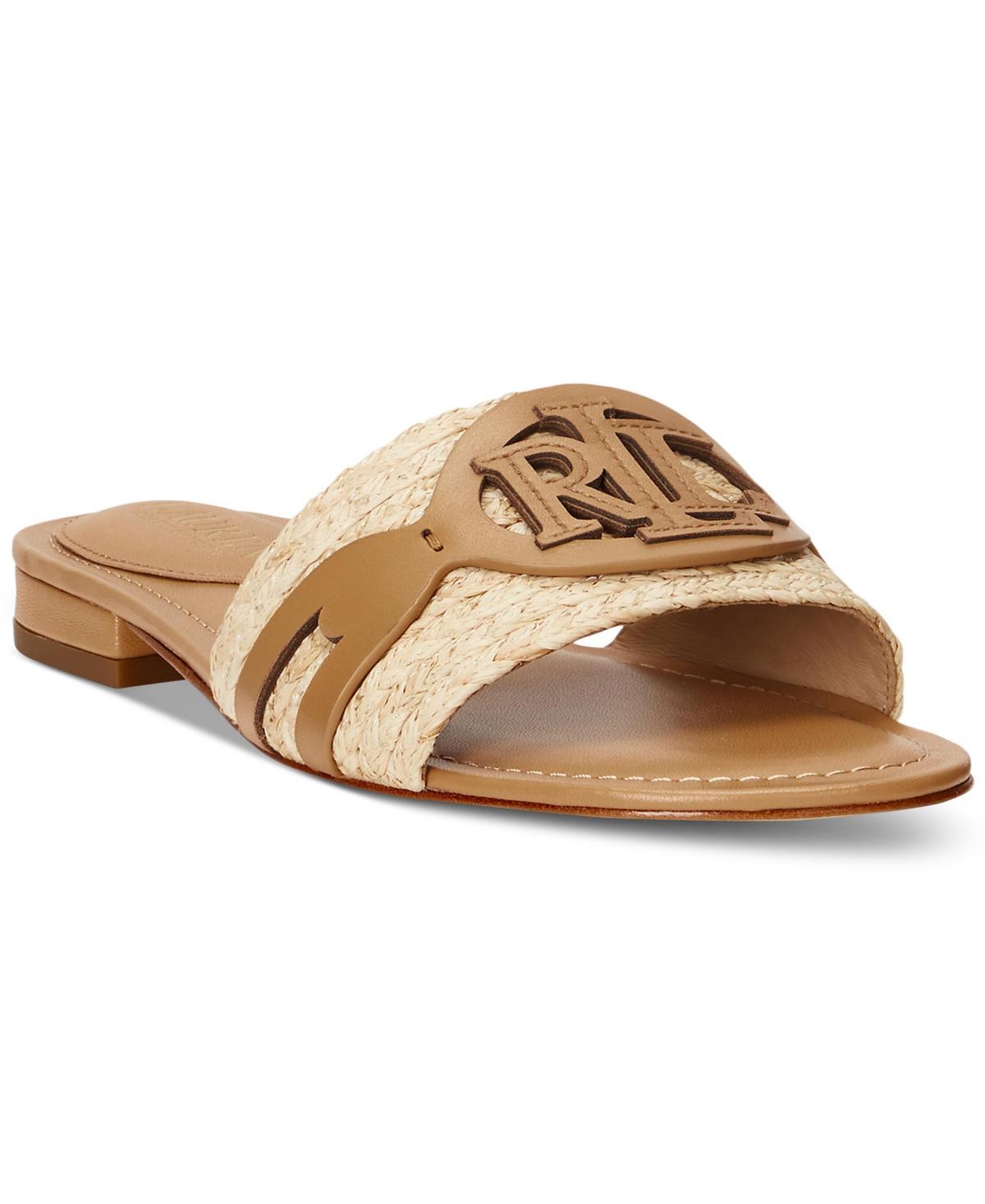 Lauren Ralph Lauren Alegra Raffia Leather Slide Sandal Women's Sandals Product Image