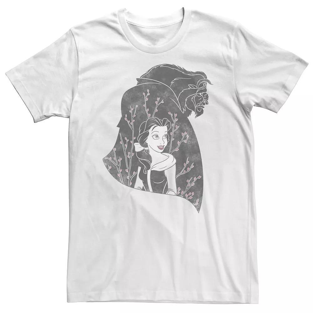 Big & Tall Disney Beauty & The Beast Silhouette Grayscale & Blossoms Tee, Men's,  Product Image