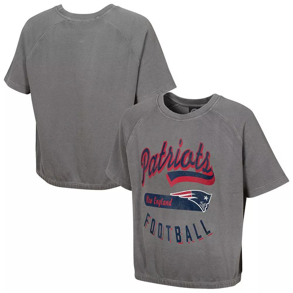 Women's Gray New England Patriots Mineral Wash Short Sleeve Top,  Product Image