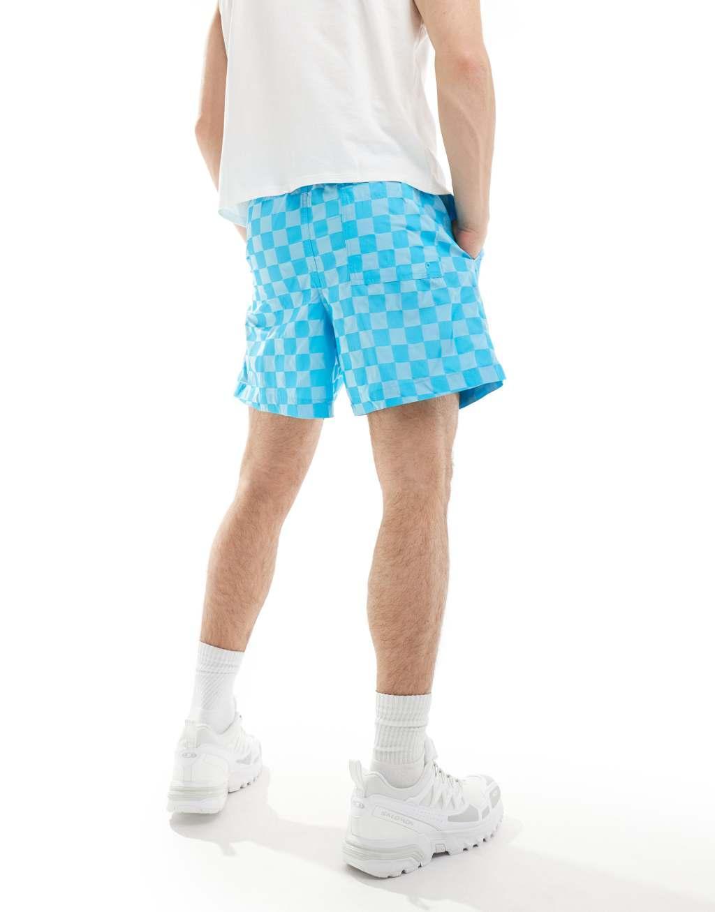 Nike Club checkerboard shorts in blue Product Image