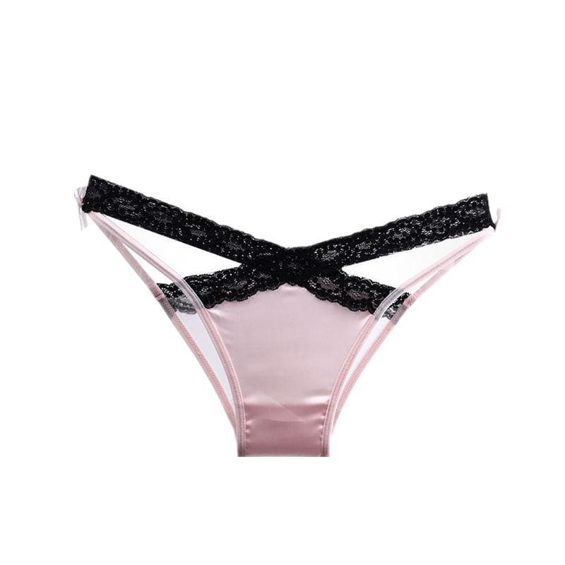 Plain Lace Trim Bikini Panties Product Image