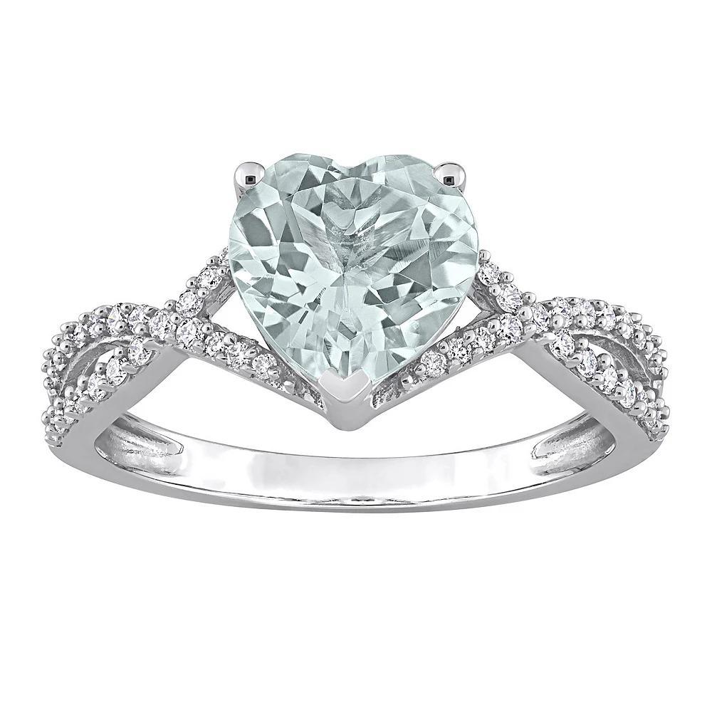 Stella Grace 14k White Gold Aquamarine & 1/5 Carat T.W. Diamond Infinity Heart Engagement Ring, Women's, Size: 8, 14k Whgold Product Image