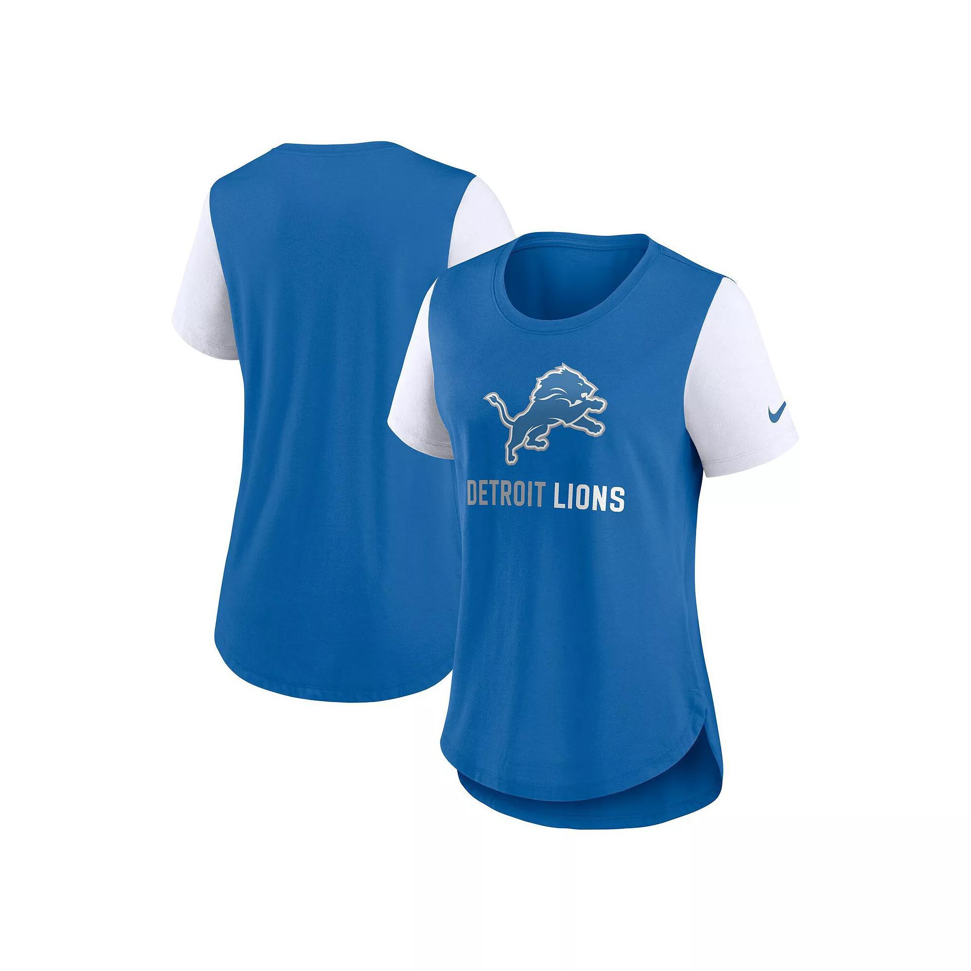 Women's Nike  Blue Detroit Lions Team Nod Tri-Blend Fashion T-Shirt, Size: XXL Product Image