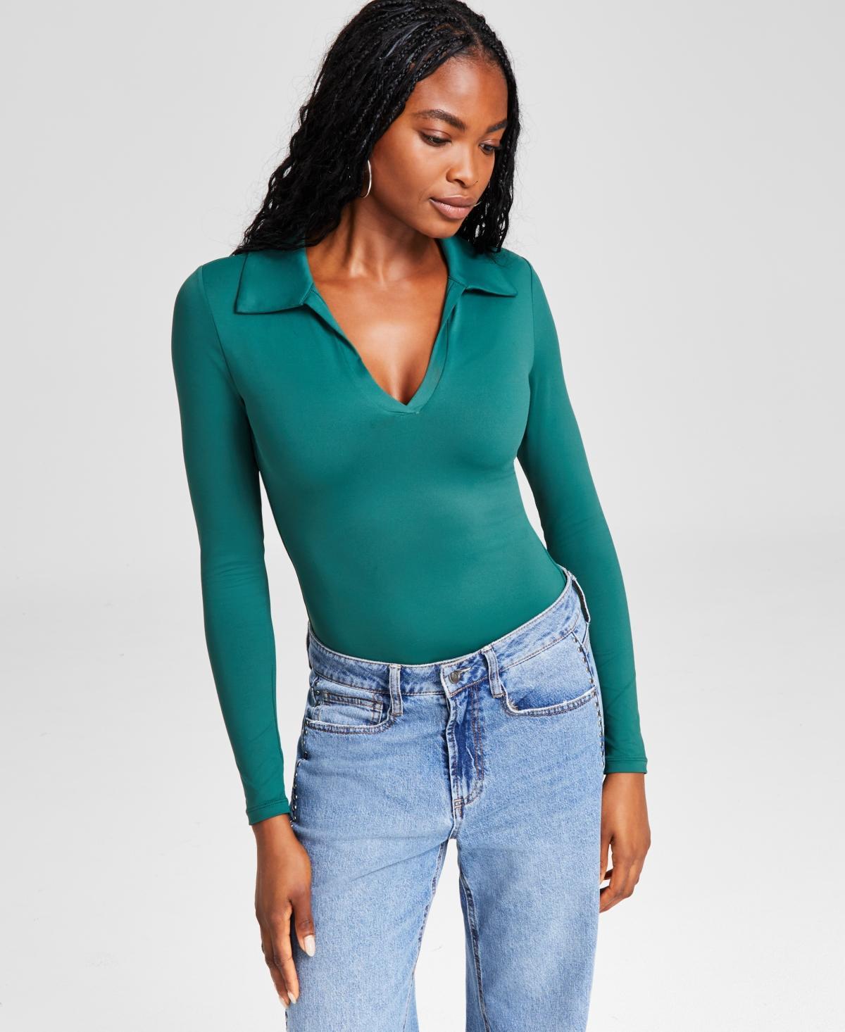 And Now This Womens Polo-Collar Long-Sleeve Bodysuit, Created for Macys Product Image