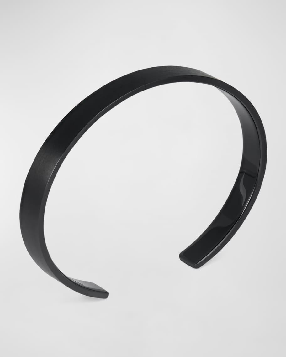 Men's Brushed Black Titanium Ribbon Cuff Bracelet Product Image