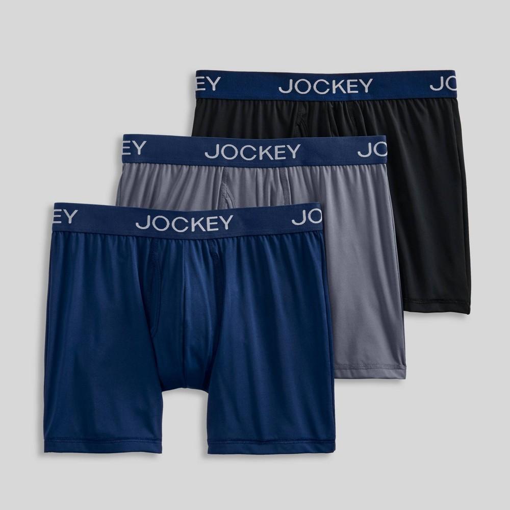 Jockey Generation Mens Microfiber Stretch 3pk Boxer Briefs Black/Blue M Product Image