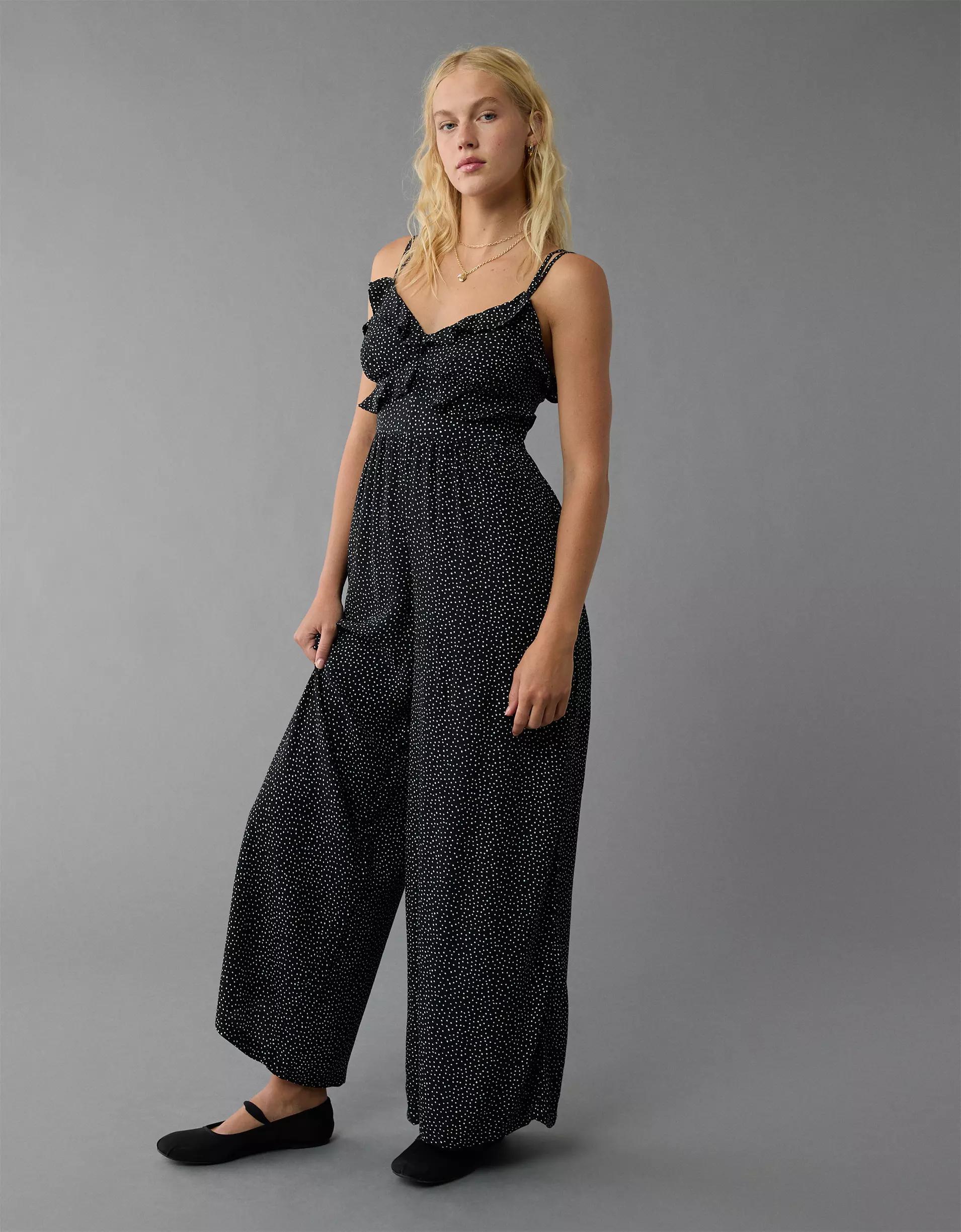 AE Ruffle Wide-Leg Jumpsuit Product Image