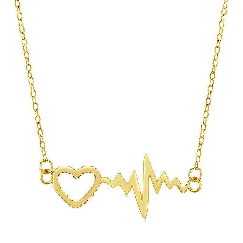 Sterling Silver Heartbeat Necklace, Womens Gold Tone Product Image