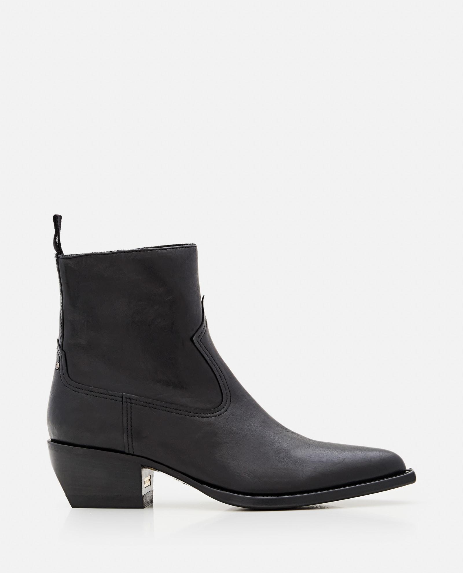 Debbie Leather Ankle Boots In Black Product Image