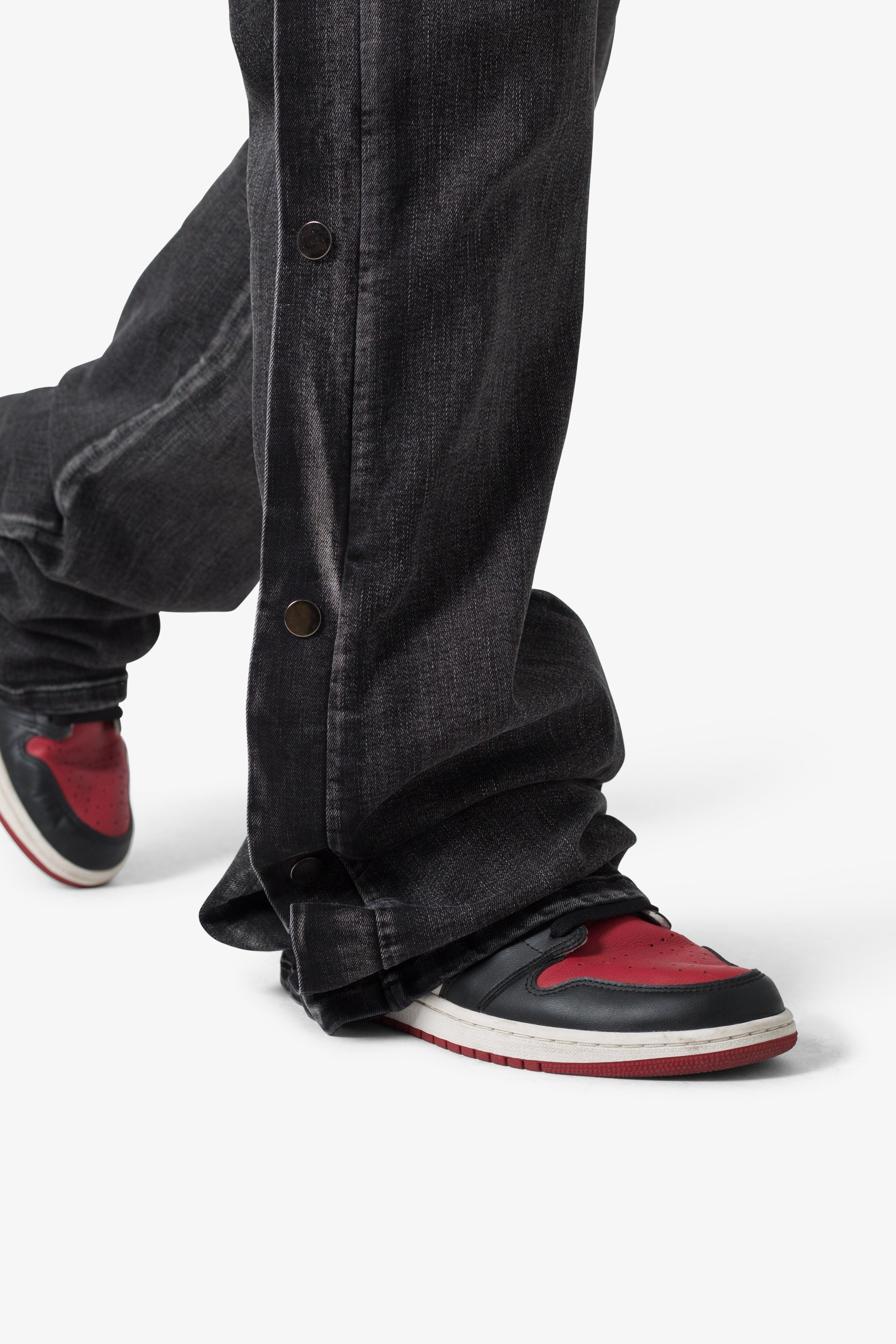 Snap Baggy Flare Denim - Black Product Image