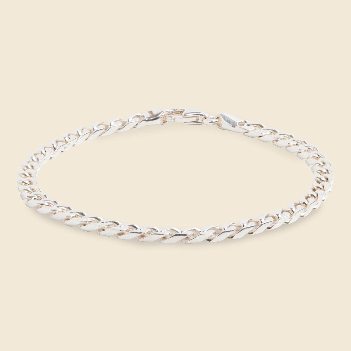 4mm Cuban Chain Bracelet - Silver Product Image