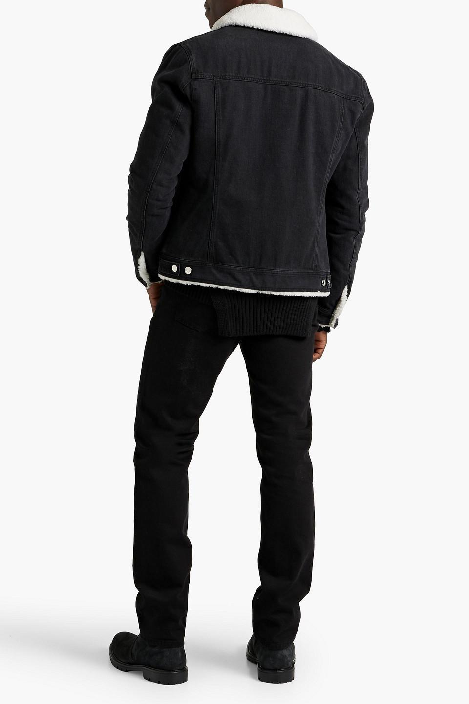 Shearling-lined Denim Jacket In Black Product Image